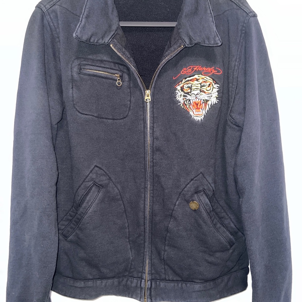 Ed Hardy Dark Jacket with Logo Detail